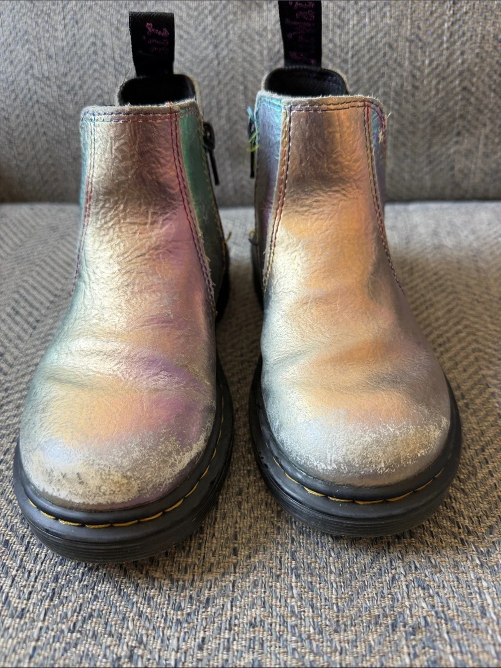 Dr. MARTENS TODDLER 2976 RAINBOW CRINKLE LEATHER CHELSEA BOOTS Size: 12